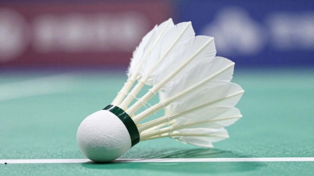 Badminton shuttlecock in flight